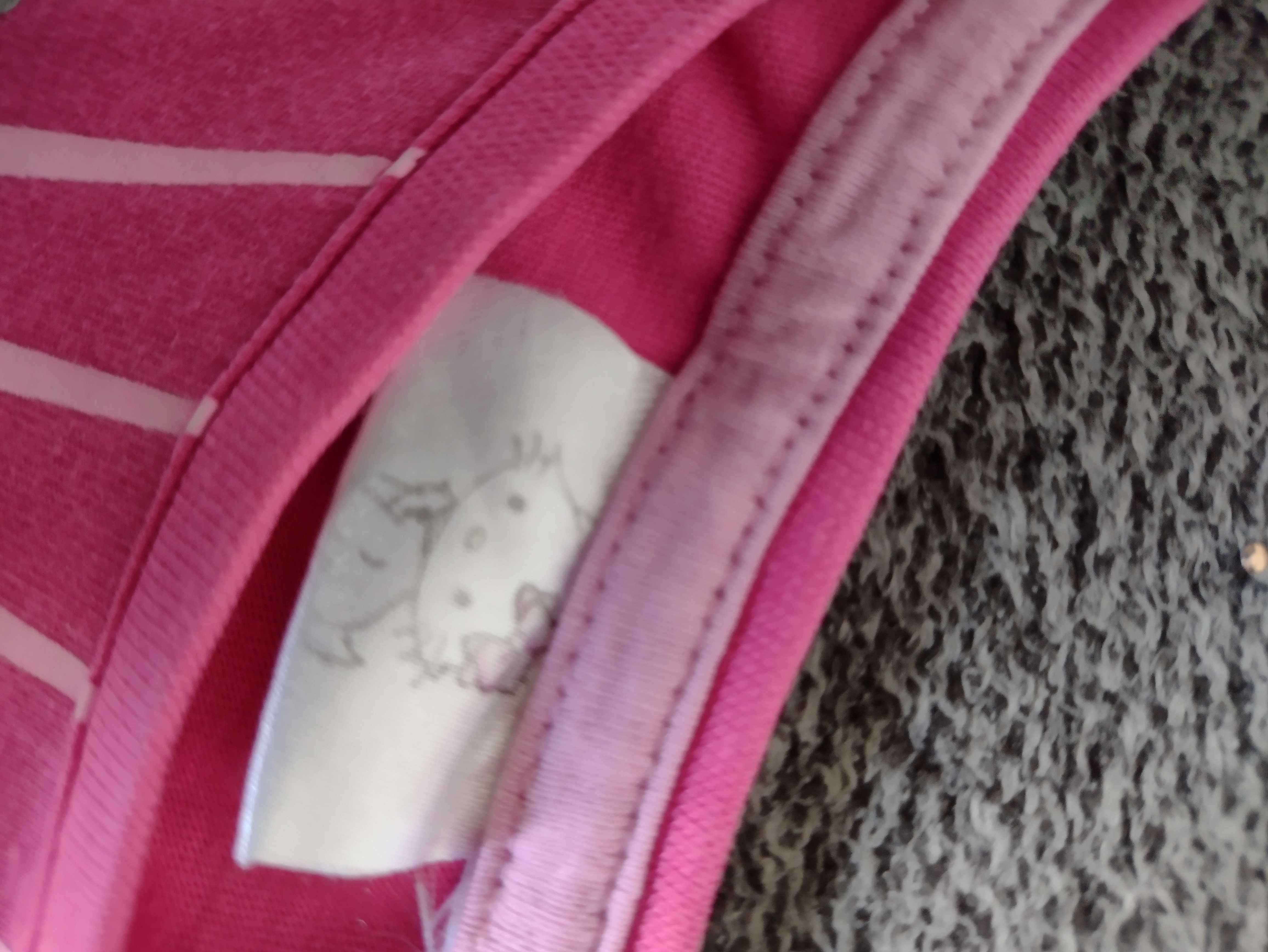 fuksja różowa koszulka 98 bluzka frędzelki Hello Kitty z kotkiem kotek