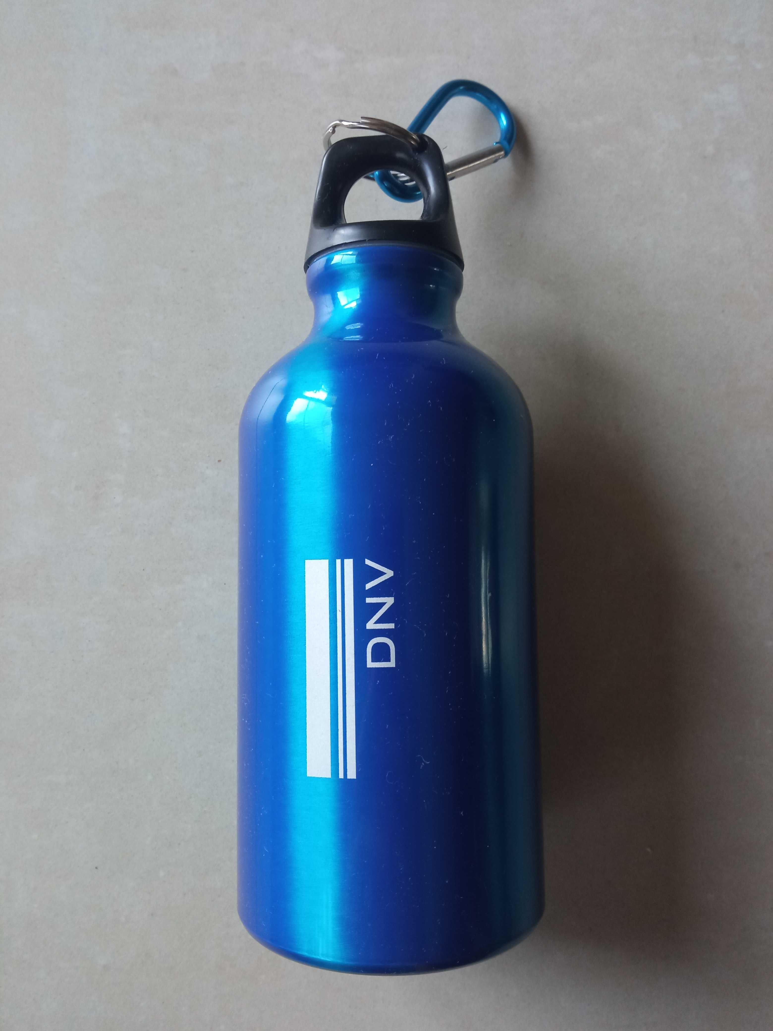 Butelka turystyczna aluminiowa 400 ml granatowa z logo nowa
