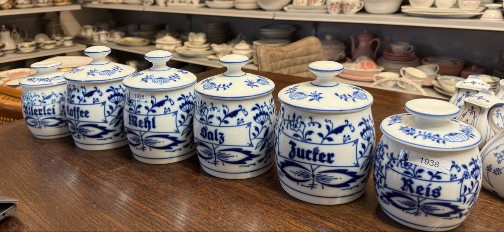 Gerold pojemmniki kuchenne kobaltowe wzór słomkowy dekoracja 1938