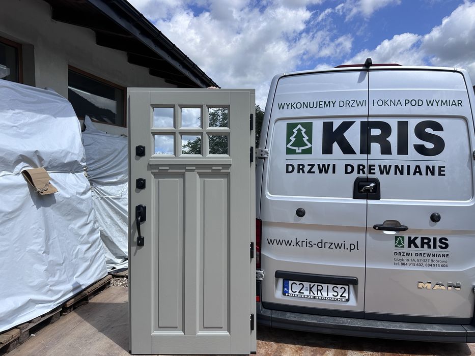 Drzwi zewnętrzne drewniane Schlage Na wymiar montaż cała Polska i UE