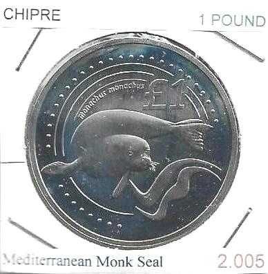 Chipre -- 1 Libra - 2005 -  Foca Monge do Mediterrâneo - - Moeda Proof