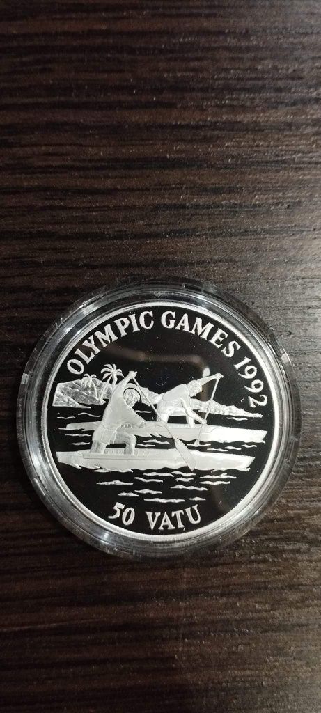 Срібна монета 50VATU Пруф. Олімпіада 1992 р. 31,56 грам.