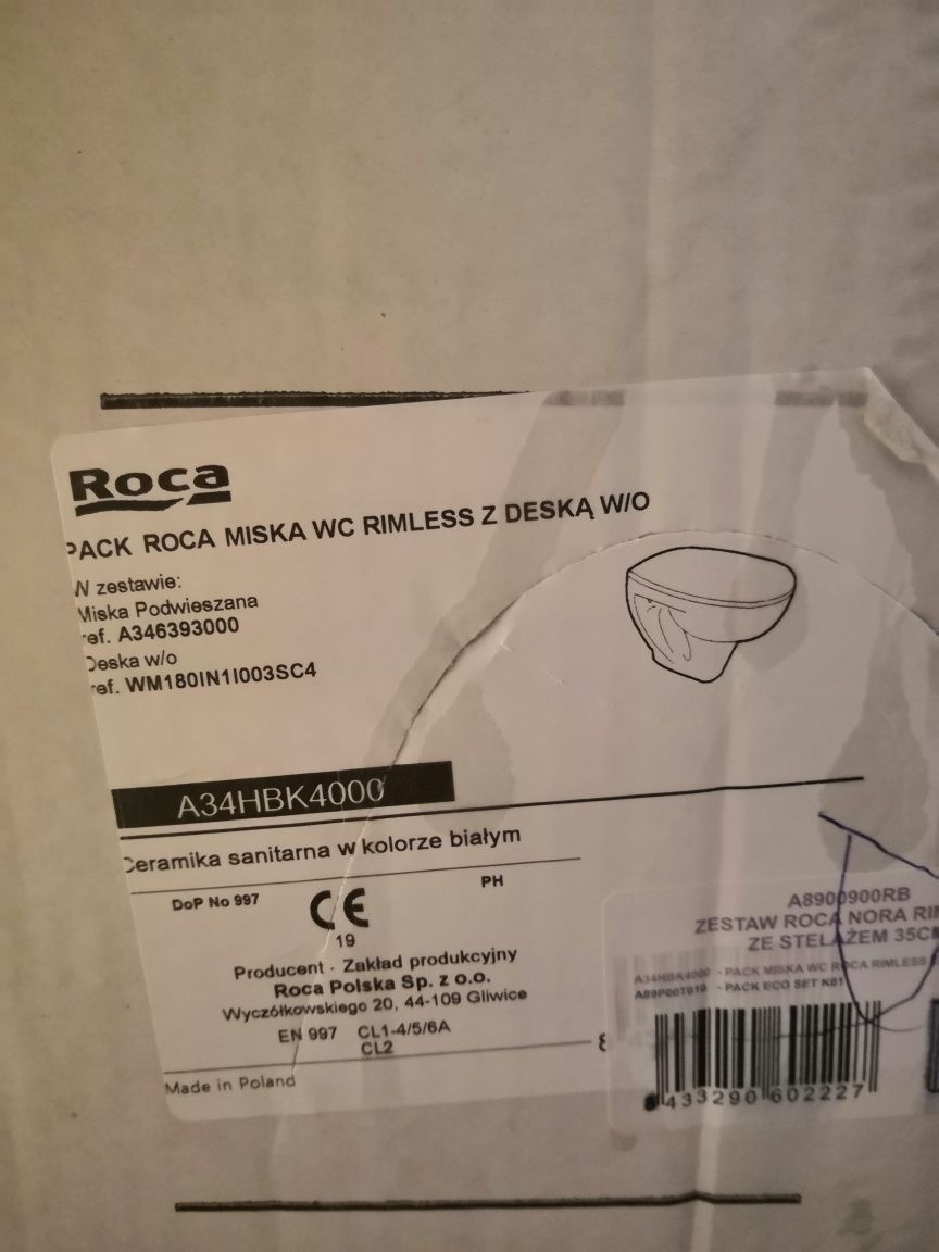 Miska WC podwieszana Rimless Roca oraz deska