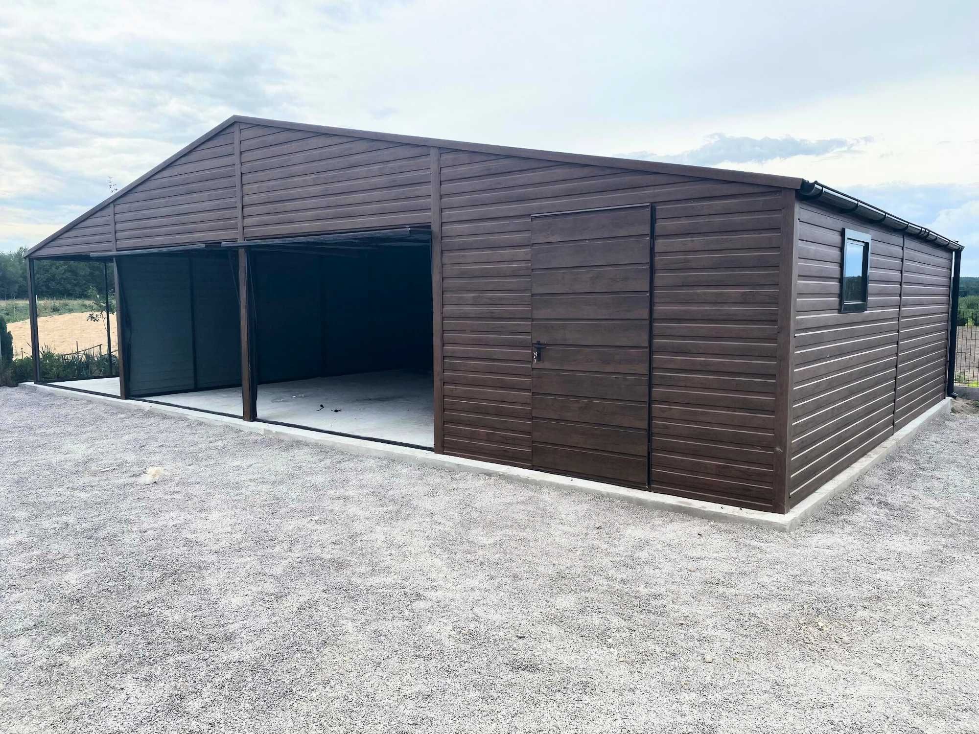 Drewnopodobny garaż blaszany hala wiata 12x6m (każdy wymiar, dostawa)