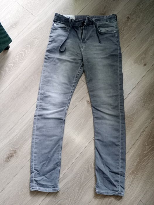 Spodnie H&M slim jesień szare