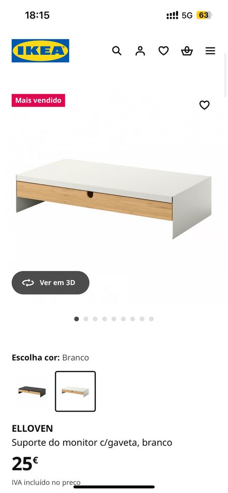 Apoio de tela com gaveta  - IKEA