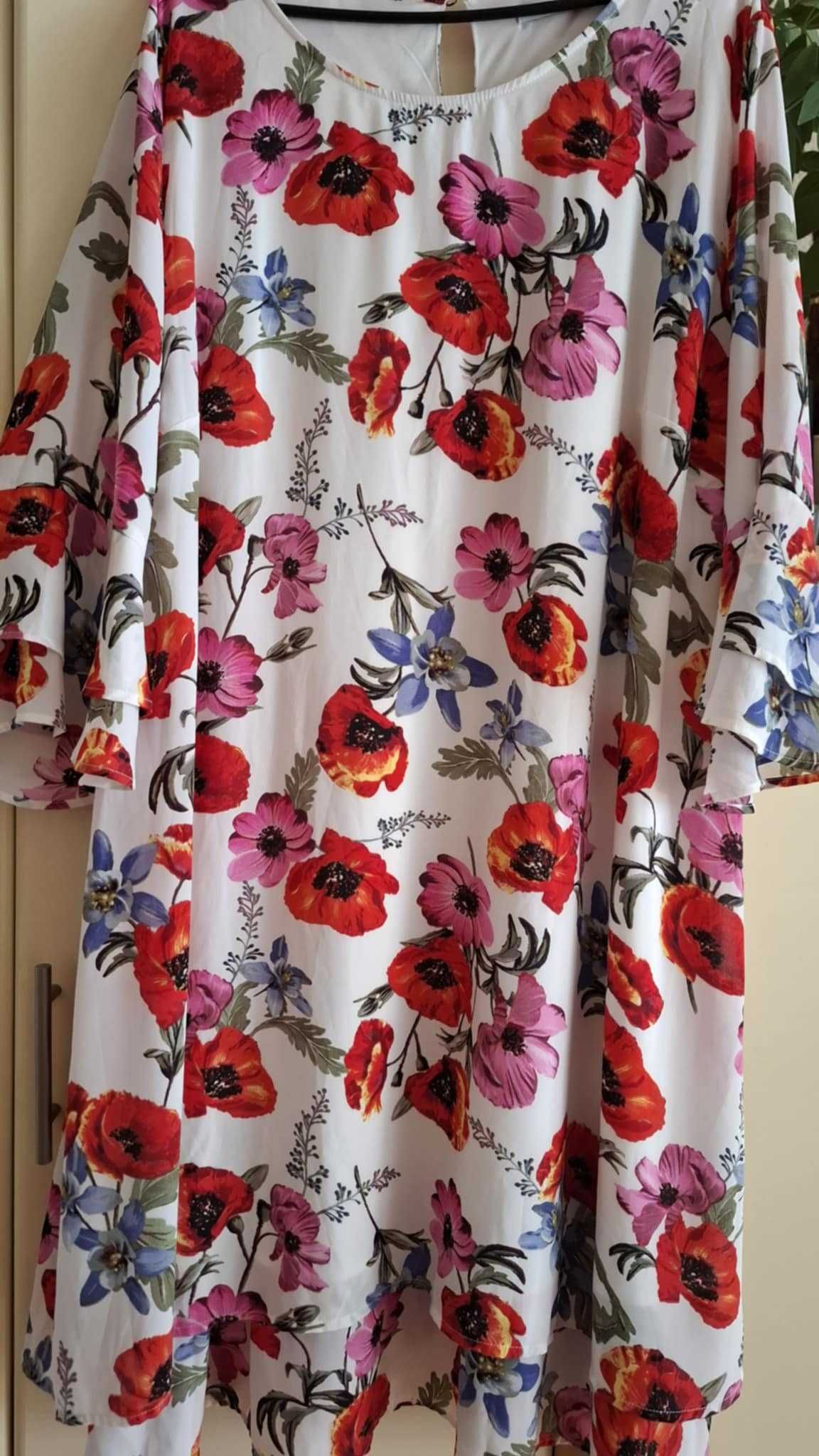 Ładna zwiewna sukienka/kwiaty/lato/impreza Cellbes roz.56-60