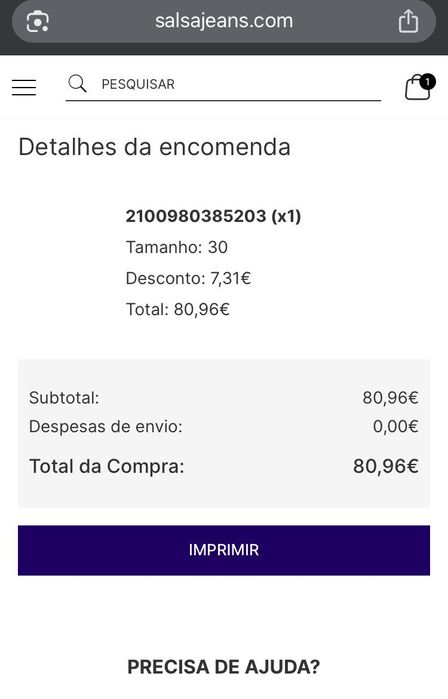 Calças Salsa Jeans (Novas) - Tamanho 30/32