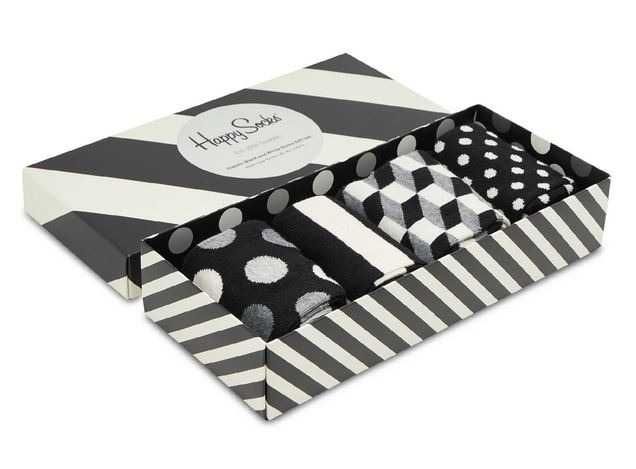 Happy Socks Classic Black & White zestaw 4 par skarpet R.36-40