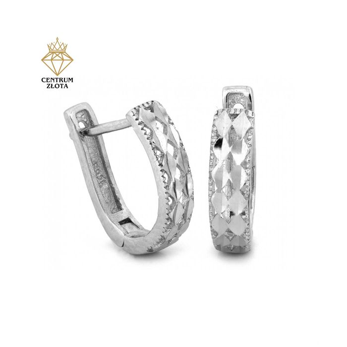 Śliczne SREBRNE kolczyki DIAMENTOWANE ażurowe PRÓBA 925