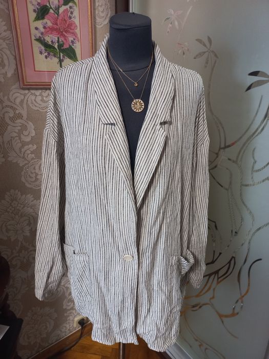 Классный льняной женский пиджак,жакет! Размер 62-66 !