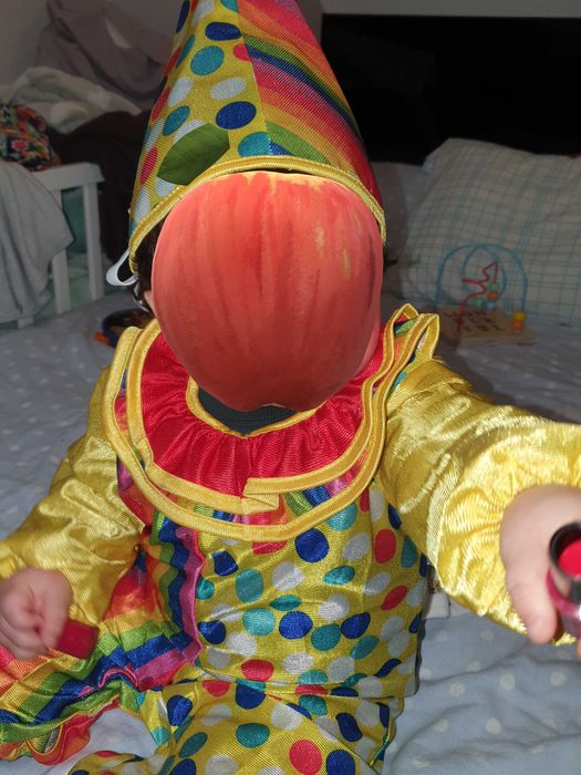 Disfarce/fato de carnaval de palhaço amarelo - 18/24 meses