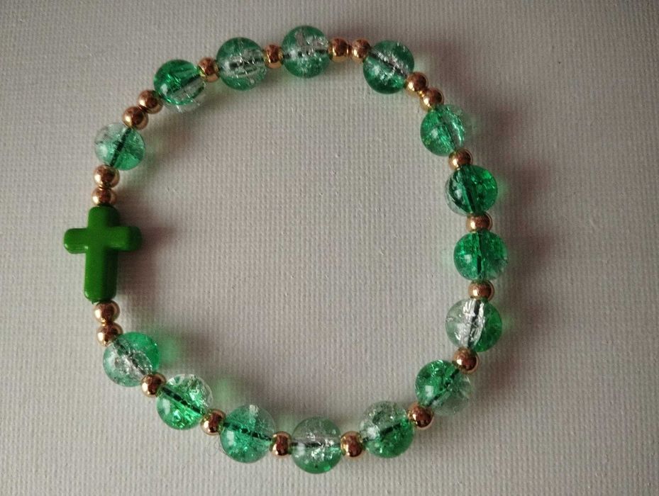 Różaniec na rękę w wersji zielona choinka :)