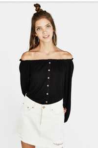 Blusa Camisola Preta Manga Comprida XS Bershka