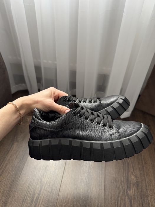 Кеди натуральна шкіра чорні