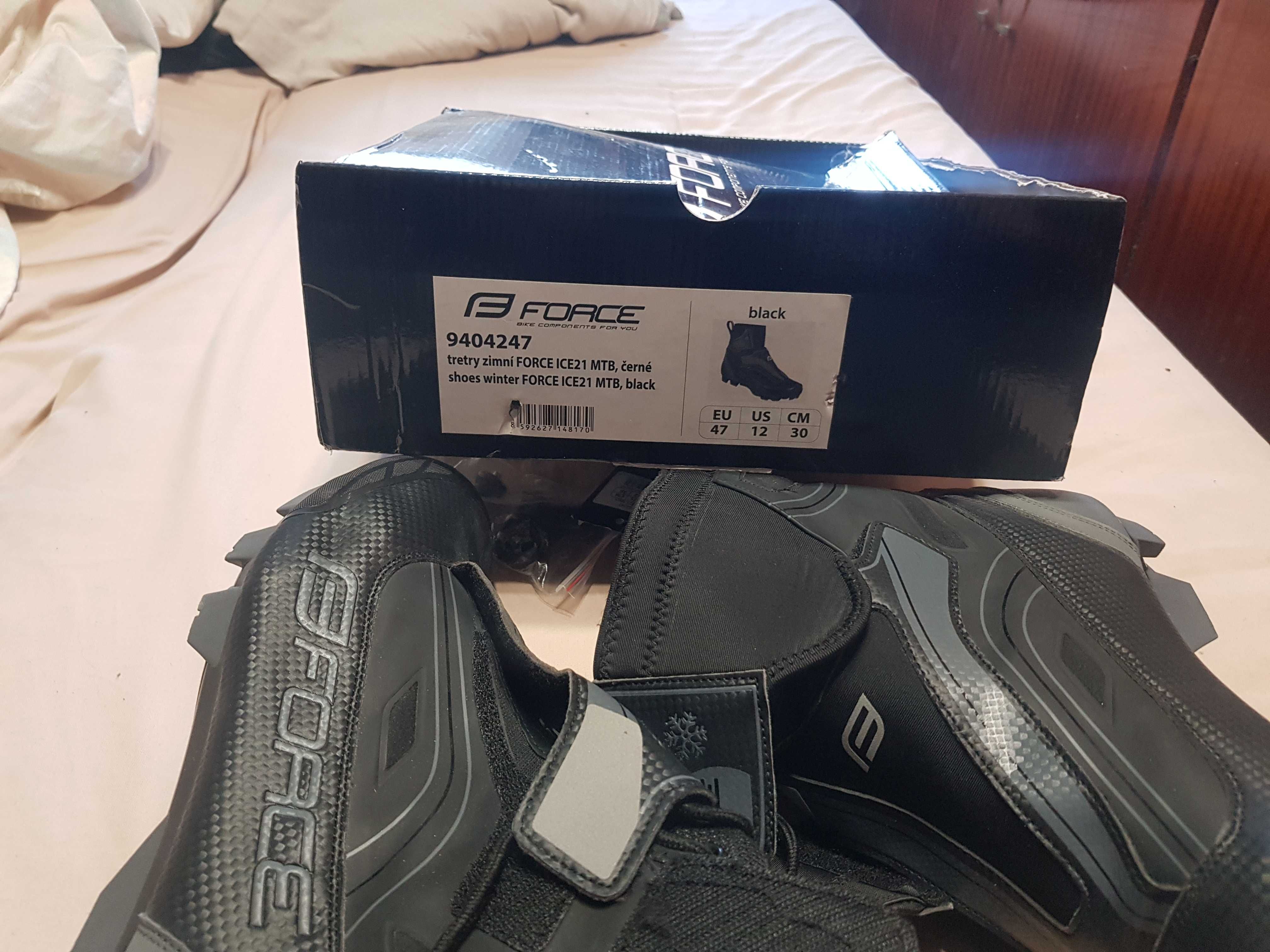 Buty zimowe FORCE ICE21 MTB, czarne 47 SPD