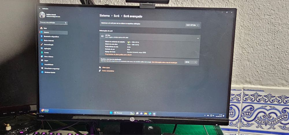 Ecrã marca hp preto 60 Hz