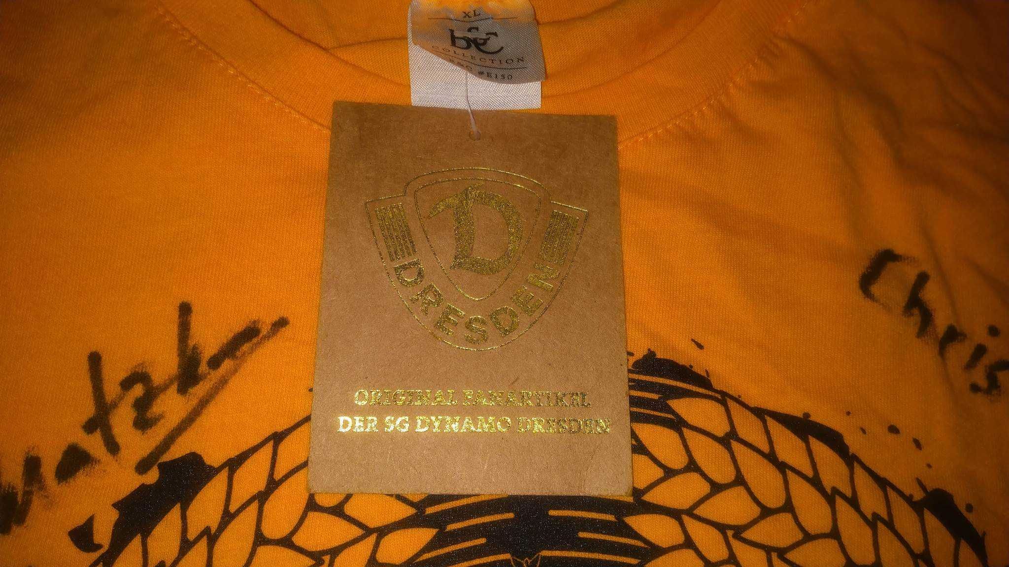 Koszulka T-Shirt SG Dynamo Dresden Drezno NOWA z Podpisami UNIKAT XL