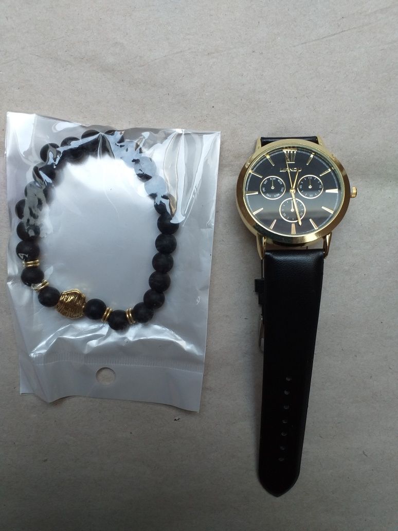 Nowy zegarek damsko męski + koralikowa bransoletka z lwem