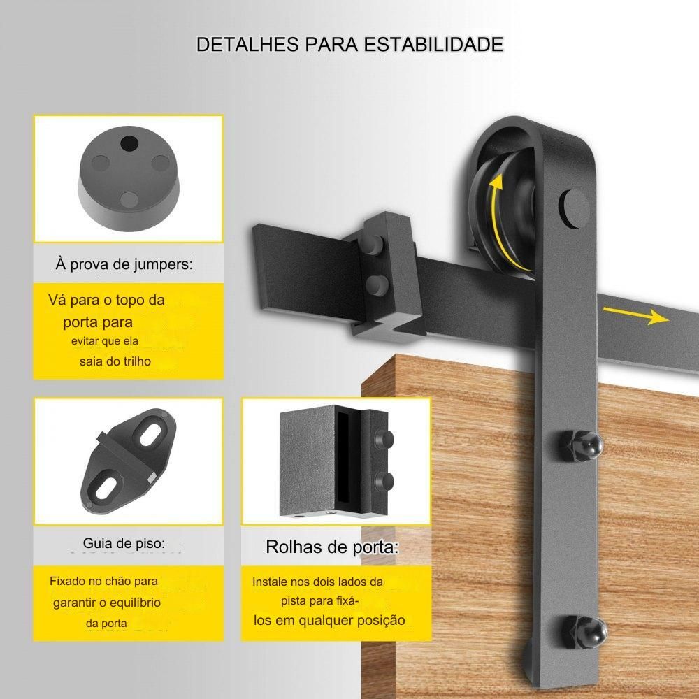 Conjunto de Roda Guia para Porta de Celeiro  - 335cm