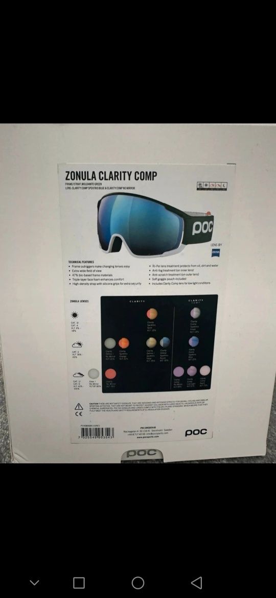 Gogle narciarskie POC Zonula Clarity Comp Moldanite Green