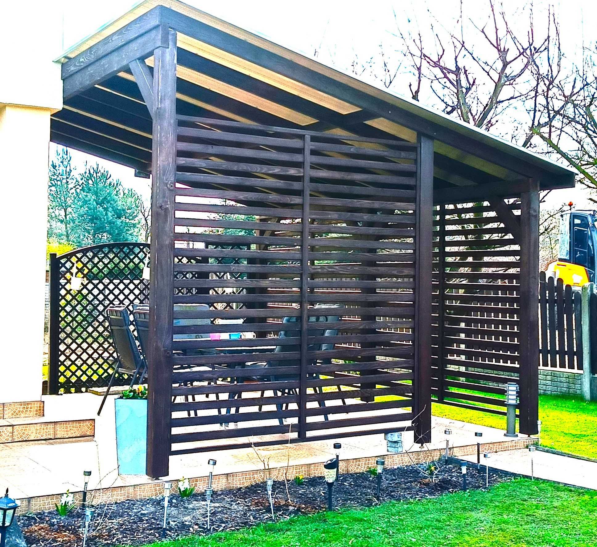 Zadaszenie tarasu, pergola tarasowa, altana, wiata, poliwęglan/gont