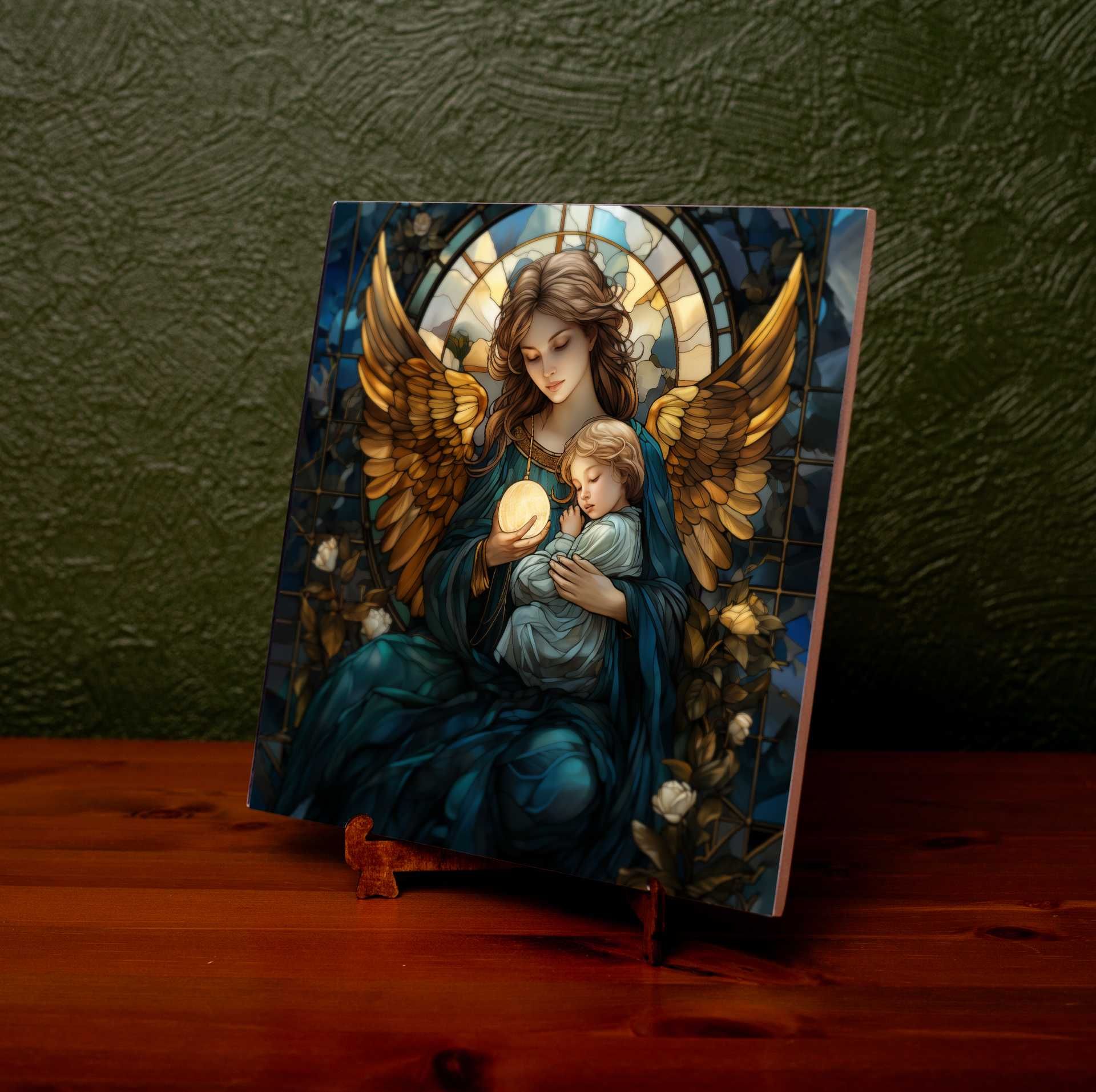 Pamiątka chrztu, roczek. Obraz na ceramice - 20cmx20cm Personalizacja