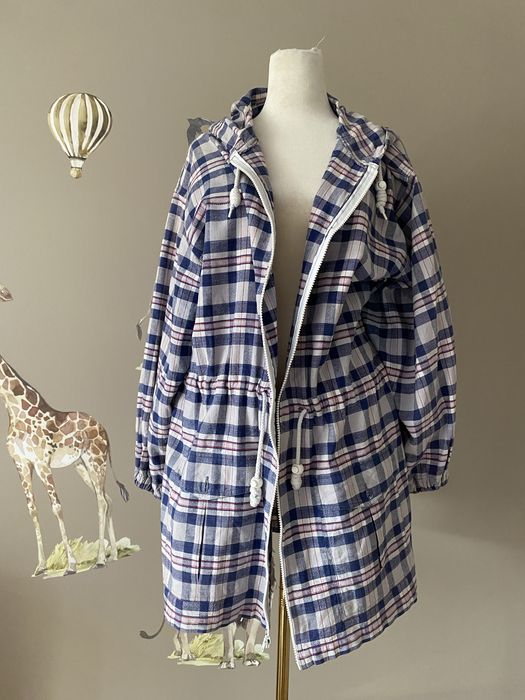 Bawełniana lekka kurtka jak bluza parka oversize  w kratę