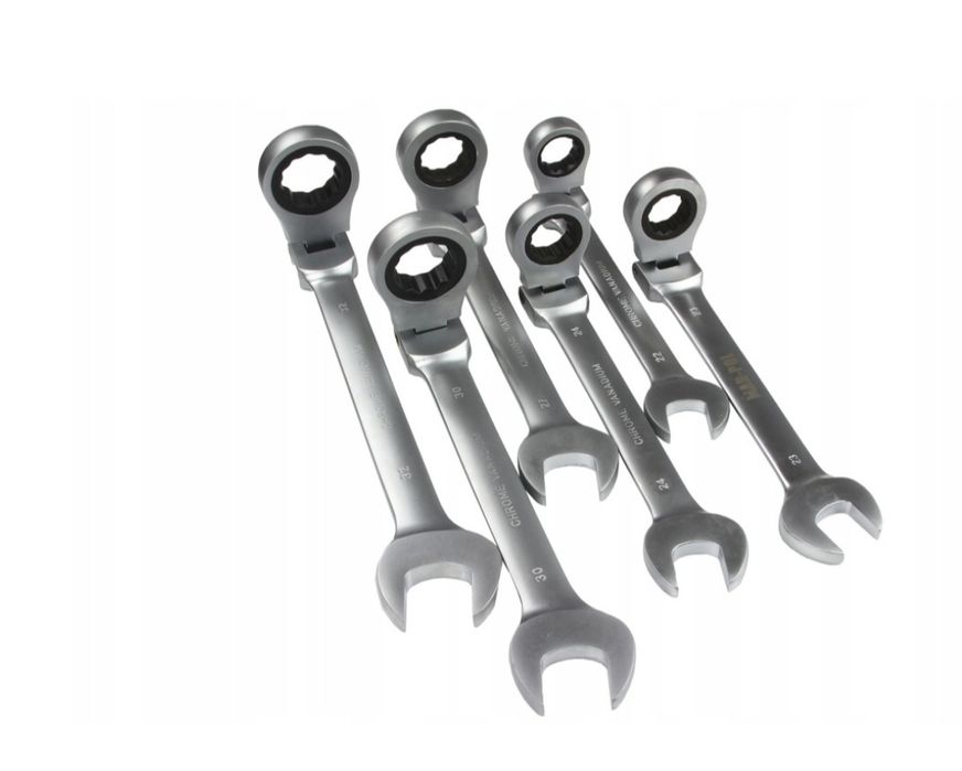 Klucze płasko oczkowe z grzechotką 6-32mm  zestaw 22szt łamane