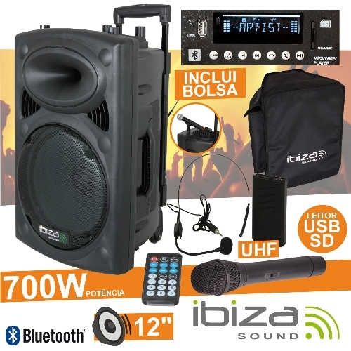 Coluna Amplificada PA Versão Profissional 12″ 700W UHF – IBIZA