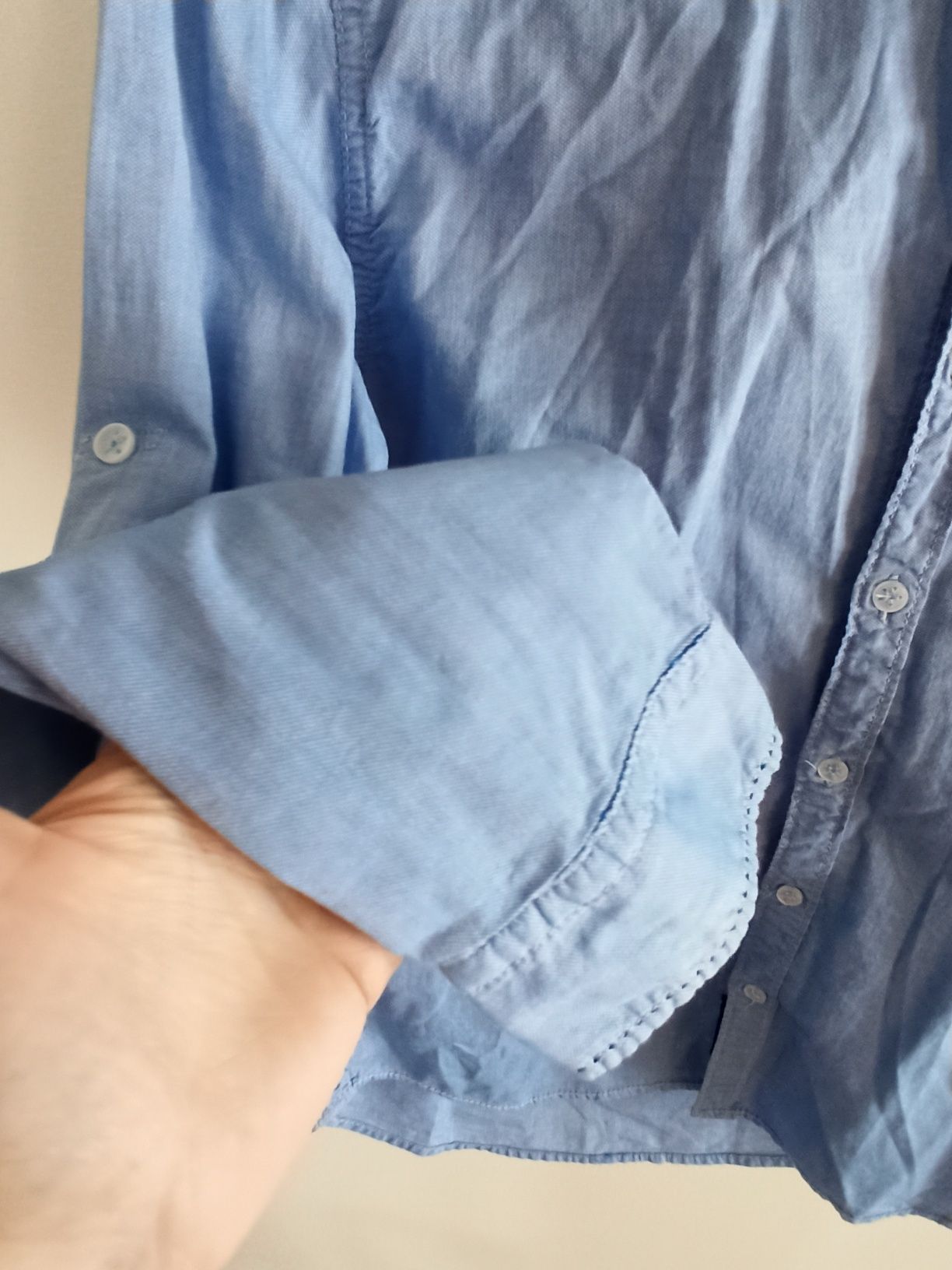 Niebieska bawełniana koszula z długim rękawem Burska M