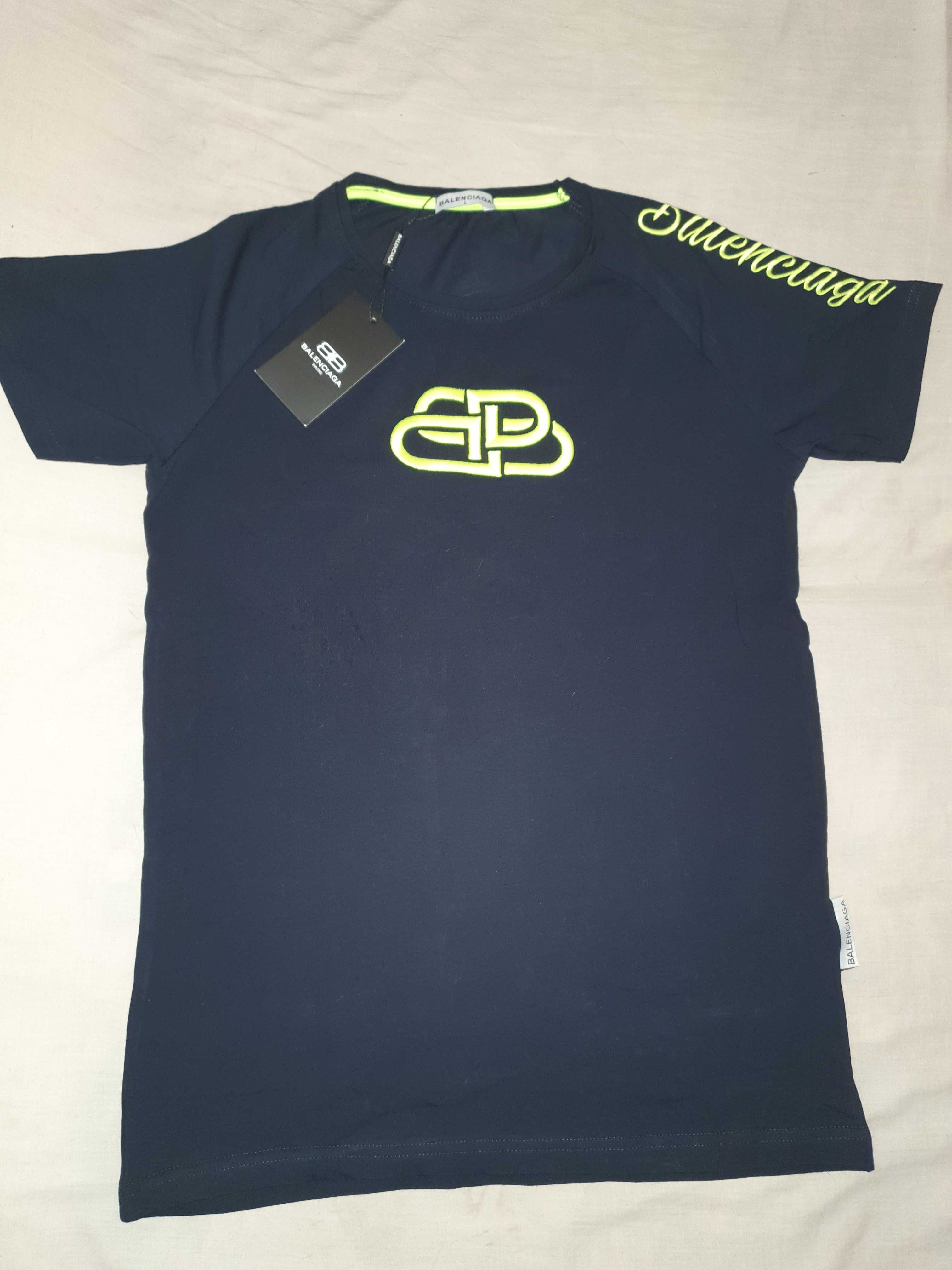 NOWA męska koszulka Balenciaga t-shirt BB neon logo petarda L