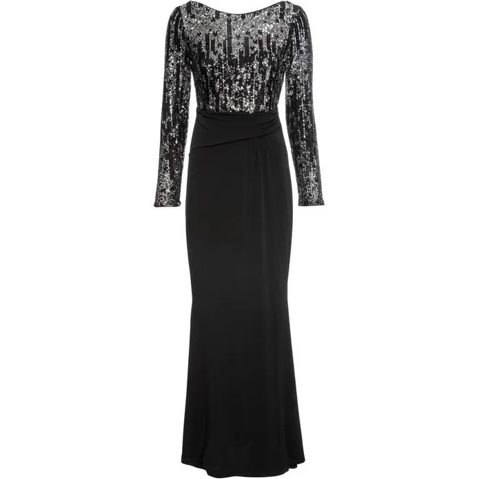 Bonprix Elegancka Cekinowa Sukienka Wieczorowa Czarny 32-34