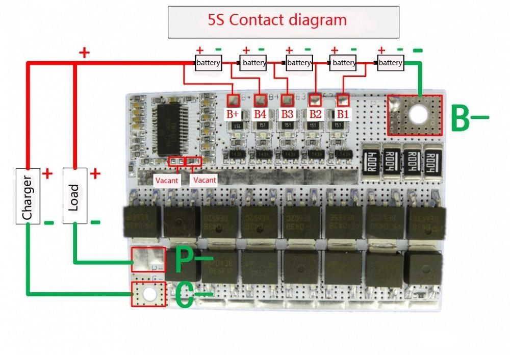 BMS 5S/4S/3S Контролер 100A для Li-ion 18650 с балансировкой