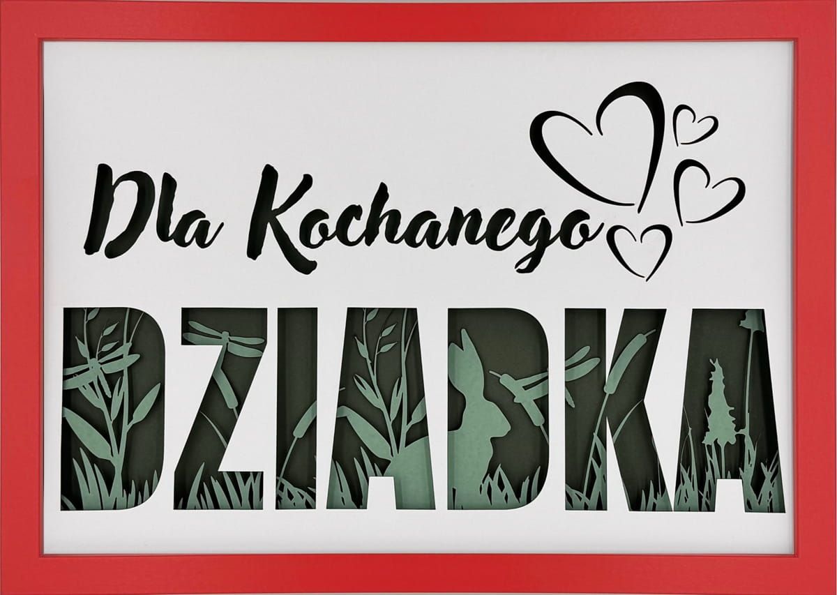 Ramka 3D shadow box Dla Kochanego Dziadka Łąka 32x23