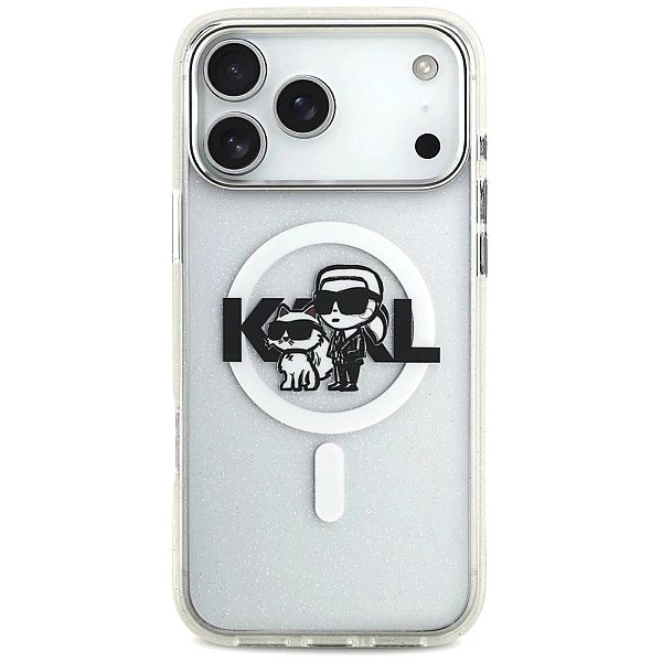 Etui Karl Lagerfeld IML Glitter Karl & Choupette Sketch Logo MagSafe d