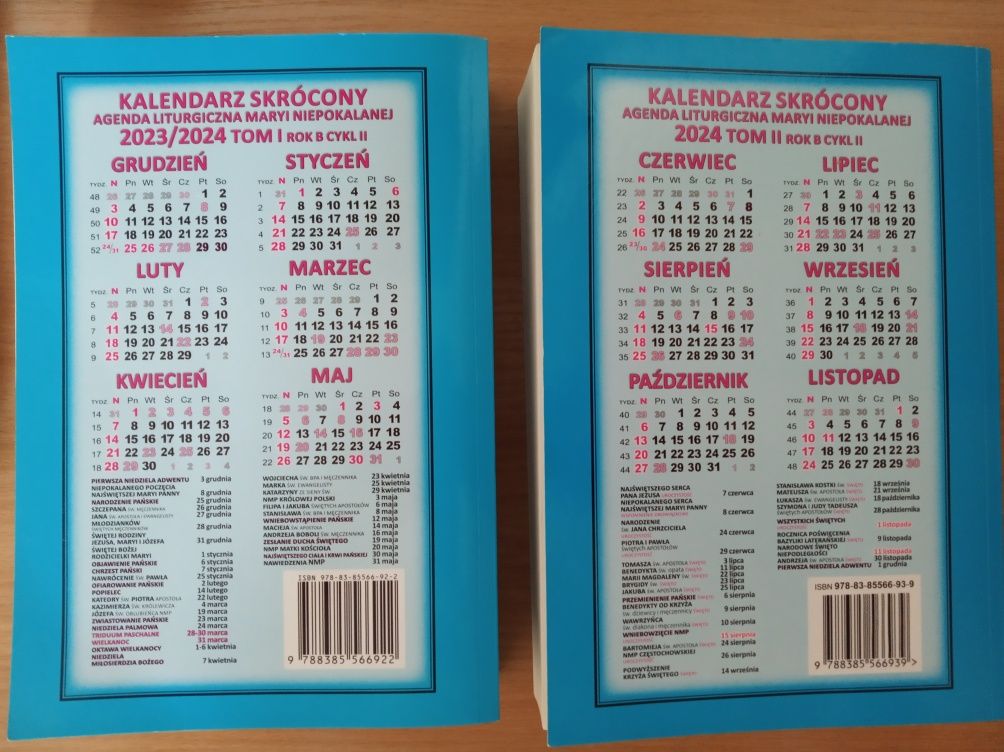 Agenda Liturgiczna Maryi Niepokalanej