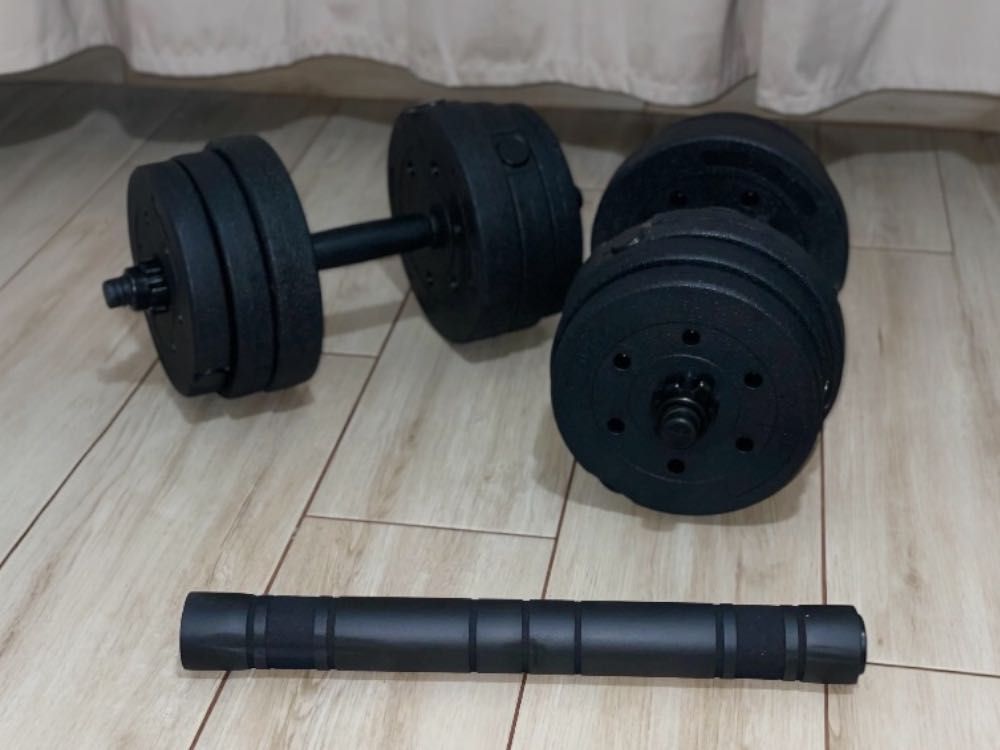 Nowe Hantle bitumiczne Zestaw 20kg 2w1 2x10kg + gryf sztanga