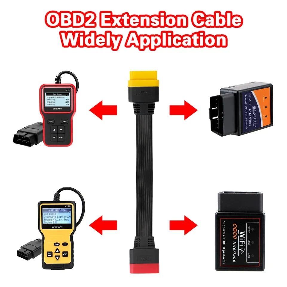 Кабель удлинитель OBD2 16 pin для LAUNCH, THINKDIAG, ELM327, Mucar