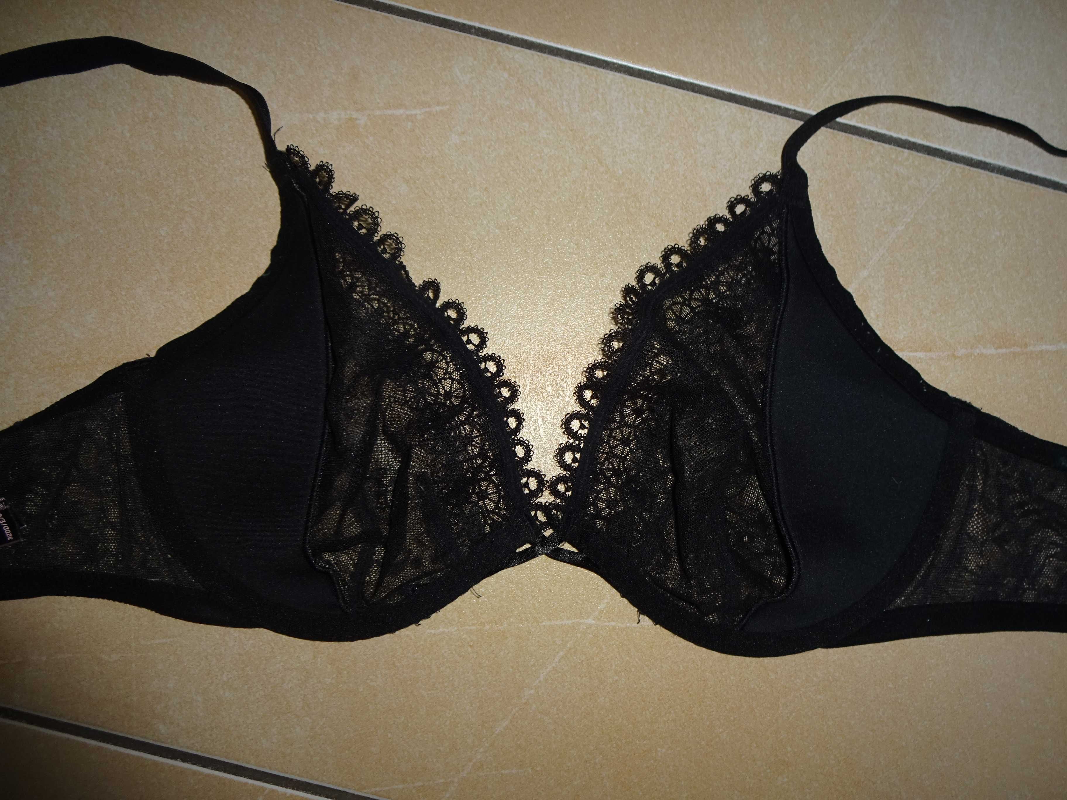 VICTORIA SECRET czarny koronkowy śliczny biustonosz 32DD / 70E