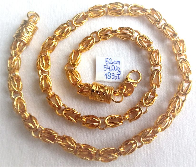 18K Grawer Pozłacany jak Złoty Łańcuszek Naszyjnik Królewski 52cm 6mm