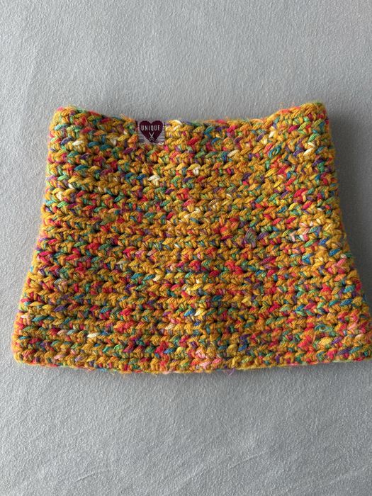 Czapka z kominem oraz opaską z wełny