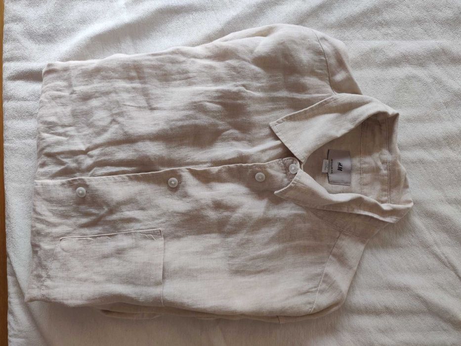 Camisa de linho bege H&M