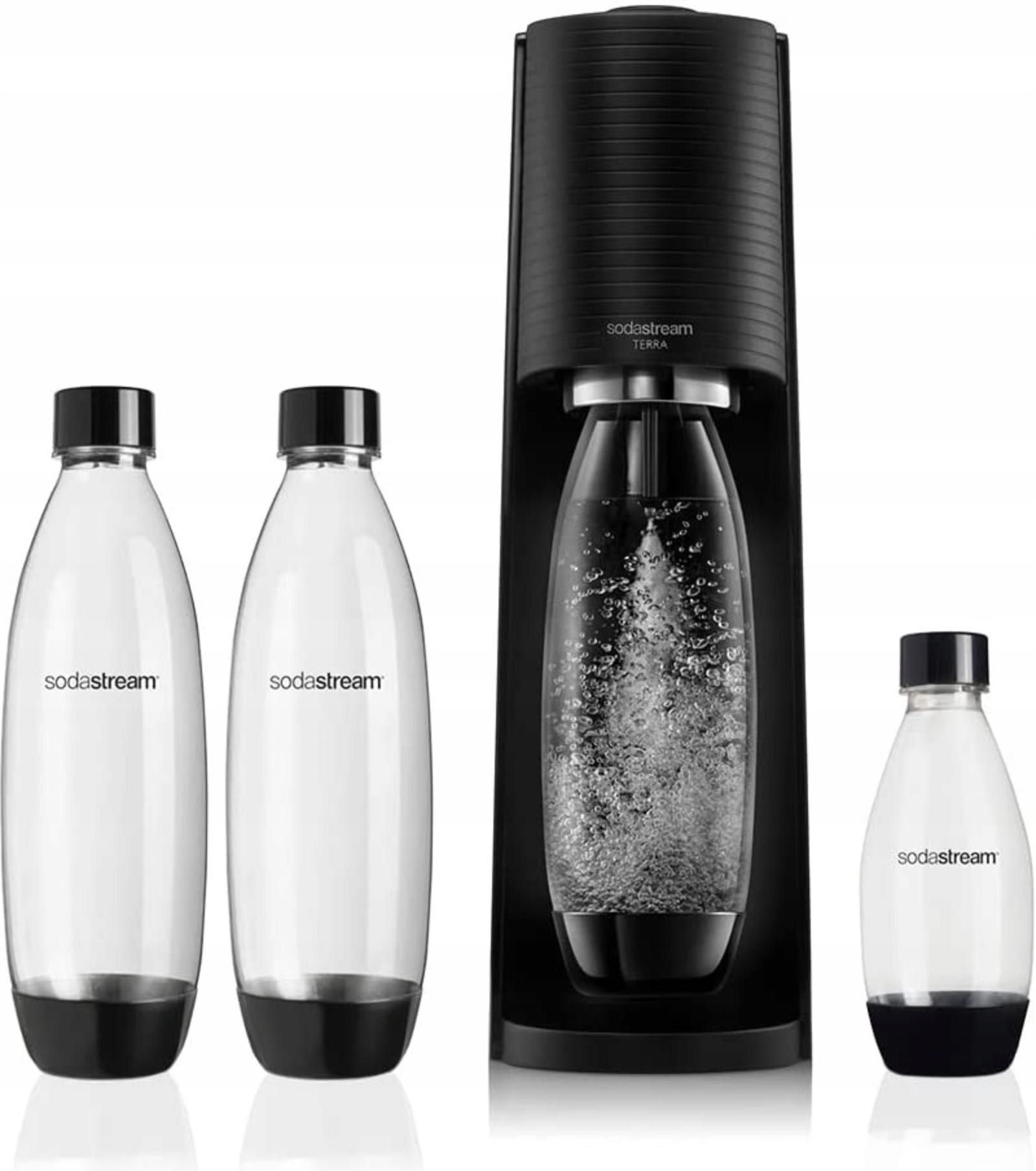 SODASTREAM SATURATOR do gazowania wody + 3 butelki CZARNY
