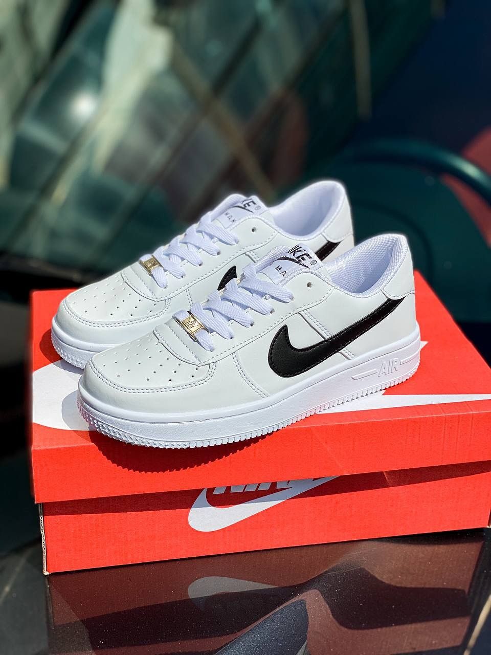 Кроссовки Nike Air Force White Black, найк аир форс, nike air force