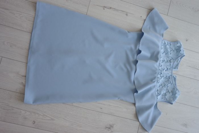 błękitna sukienka z koronką Ryłko r.38~ wesele~ komunia~ chrzest