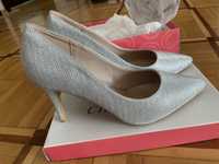 Srebrne szpilki pantofle CHC Shoes roz. 38