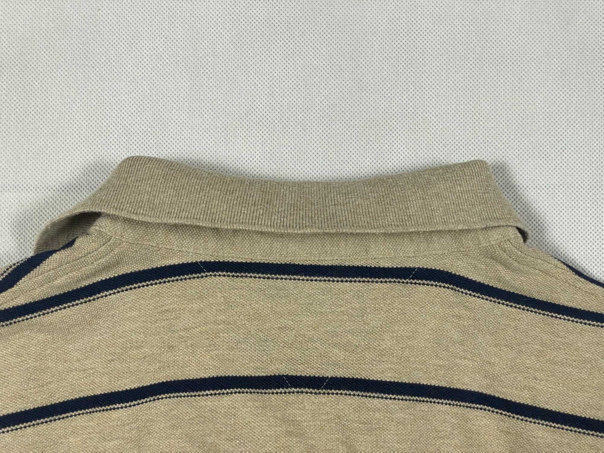 Tommy Hilfiger Longsleeve Męski Solidny Paski Beżowy Logo Unikat XL