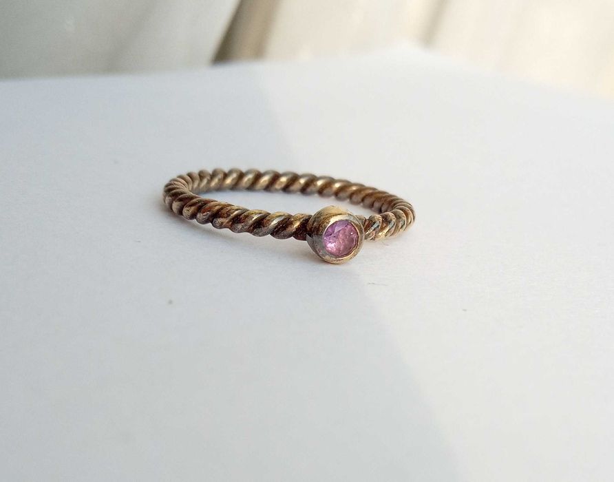 Кольцо з фіолетовим камнем аметист. Срібло, позолота. 925 проба Вінтаж