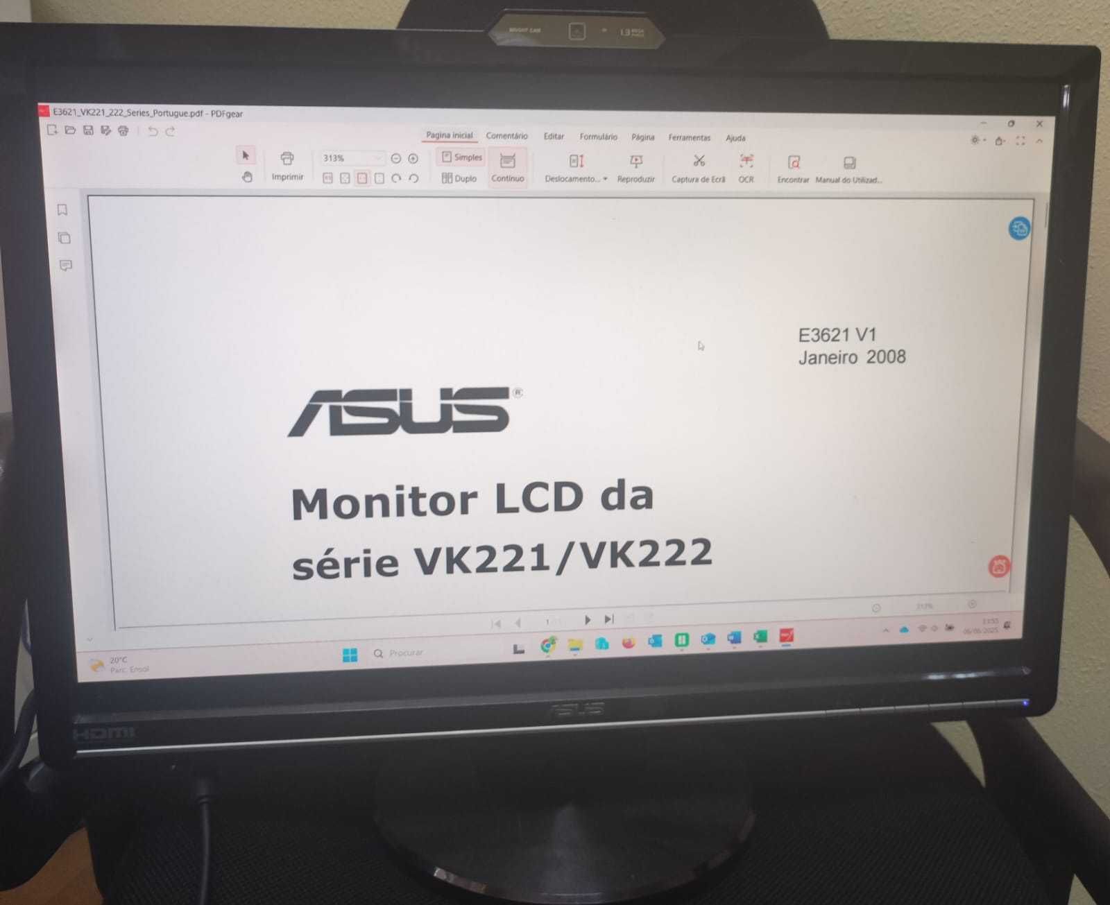Monitor ASUS "VK222H" LCD de 22 polegadas